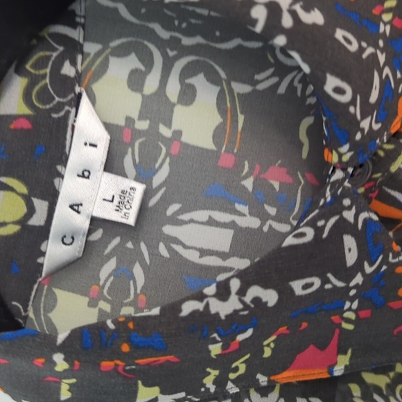 Cabi Sz L Sheer Button Up Front Long Sleeve Top - Picture 2 of 5